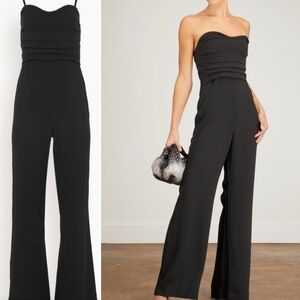 Jonathan Simkhai Rebecca Crepe Bodice Bustier Black Wide Leg Jumpsuit Size 4